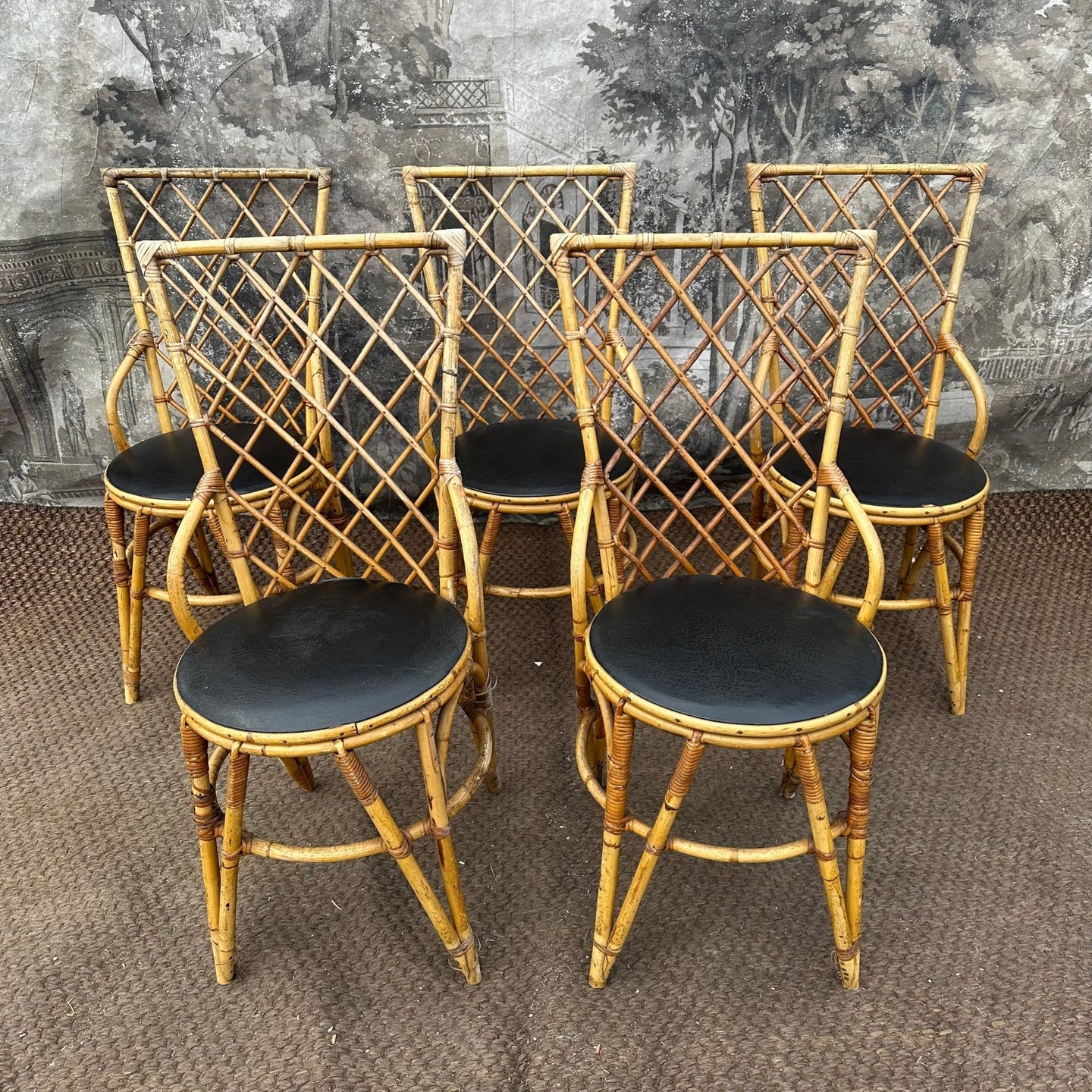 Fabulous Vintage French Bamboo Dining Chairs SET of 5 - French General Trading