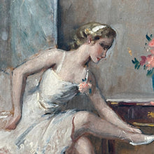 Load image into Gallery viewer, French Antique Ballerina Seated Oil Painting on Board Original Frame - French General Trading