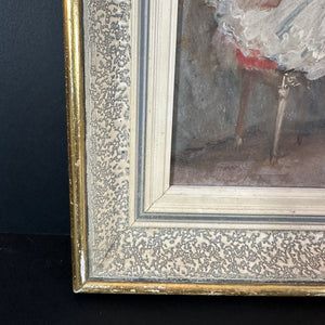 French Antique Ballerina Seated Oil Painting on Board Original Frame - French General Trading