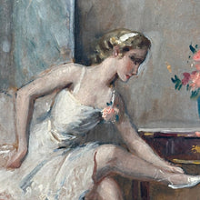 Load image into Gallery viewer, French Antique Ballerina Seated Oil Painting on Board Original Frame - French General Trading