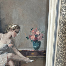 Load image into Gallery viewer, French Antique Ballerina Seated Oil Painting on Board Original Frame - French General Trading