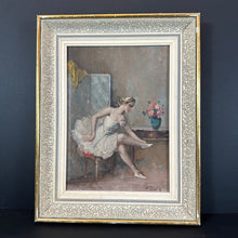 Load image into Gallery viewer, French Antique Ballerina Seated Oil Painting on Board Original Frame - French General Trading