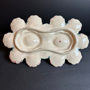 French Antique Majolica Oyster Server Very Rare Barbotine - French General Trading