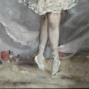 French Antique Original Oil Painting “Ballerine en Pointe” Original Frame Artist Signature. - French General Trading