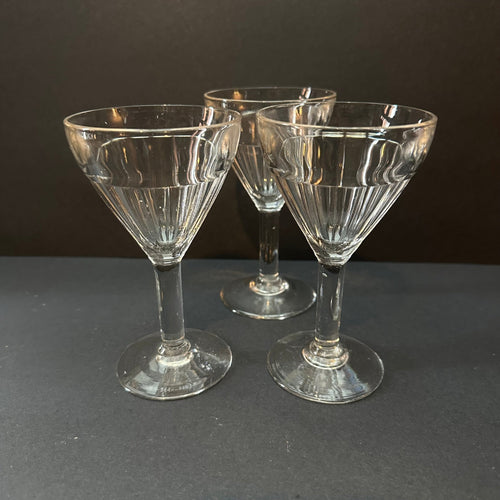 French Vintage Bistro Glasses SET of 3 - Traditional Ribbed - French General Trading