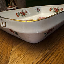 Load image into Gallery viewer, Vintage Louis Lourioux Le Faune Fireproof Porcelain Serving Dish – Floral Gilt Oven-to-Table Ware