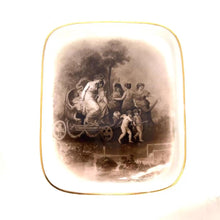 Load image into Gallery viewer, Antique Porcelain Tray Triumph of Flora | Sepia Classical Cherub Scene | Gilt Vanity Pin Dish | French Chateau Decor