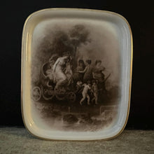 Load image into Gallery viewer, Antique Porcelain Tray Triumph of Flora | Sepia Classical Cherub Scene | Gilt Vanity Pin Dish | French Chateau Decor