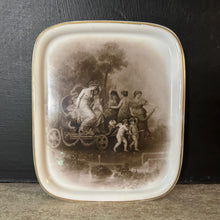 Load image into Gallery viewer, Antique Porcelain Tray Triumph of Flora | Sepia Classical Cherub Scene | Gilt Vanity Pin Dish | French Chateau Decor