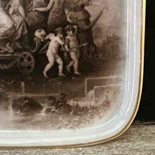 Load image into Gallery viewer, Antique Porcelain Tray Triumph of Flora | Sepia Classical Cherub Scene | Gilt Vanity Pin Dish | French Chateau Decor