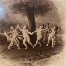 Load image into Gallery viewer, Antique Porcelain Tray After Francesco Albani | Dance of the Cupids Sepia Cherub Scene | Gilt Pin Dish