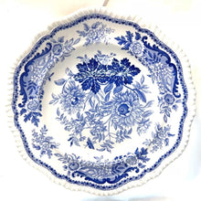 Load image into Gallery viewer, Rare Set of 4 Antique Spode Jasmine Dinner Plates | c1825 Georgian Blue Transferware | Original English Pearlware