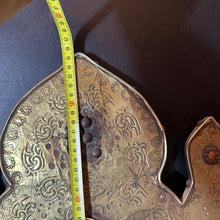Load image into Gallery viewer, Antique Moroccan Brass Mirror, Moorish Arched Wall Décor, Hand Tooled, c.1900