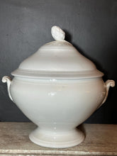 Load image into Gallery viewer, Antique French White Ironstone Soup Tureen – Artichoke Finial – Large Terre de Fer Soupière c.1900