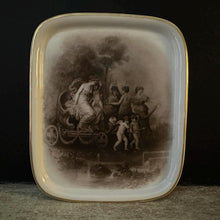 Load image into Gallery viewer, Antique Porcelain Tray Triumph of Flora | Sepia Classical Cherub Scene | Gilt Vanity Pin Dish | French Chateau Decor