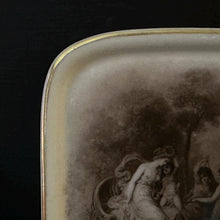 Load image into Gallery viewer, Antique Porcelain Tray Triumph of Flora | Sepia Classical Cherub Scene | Gilt Vanity Pin Dish | French Chateau Decor