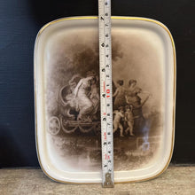 Load image into Gallery viewer, Antique Porcelain Tray Triumph of Flora | Sepia Classical Cherub Scene | Gilt Vanity Pin Dish | French Chateau Decor