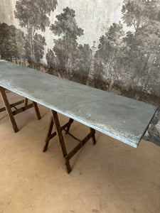 Vintage Trestle Table Zinc Top 245cm Seats 8-10