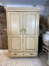 Load image into Gallery viewer, Antique French Armoire Wardrobe Cupboard Original Chippy Paint