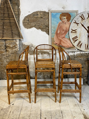 Midcentury Original Bamboo Bar Stool (1)