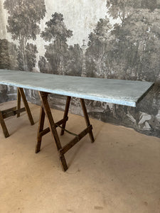 Vintage Trestle Table Zinc Top 245cm Seats 8-10