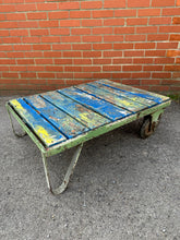 Load image into Gallery viewer, Vintage Mill Trolley Industrial Chippy Paint Coffee Table