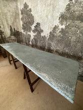 Load image into Gallery viewer, Vintage Trestle Table Zinc Top 245cm Seats 8-10