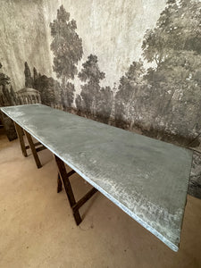 Vintage Trestle Table Zinc Top 245cm Seats 8-10