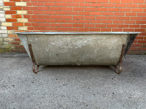Original European Vintage Zinc Bath Planter with Feet