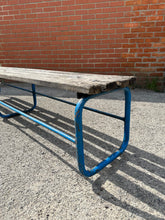 Load image into Gallery viewer, Vintage School Gym Bench Blue Metal &amp; Wood