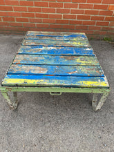 Load image into Gallery viewer, Vintage Mill Trolley Industrial Chippy Paint Coffee Table