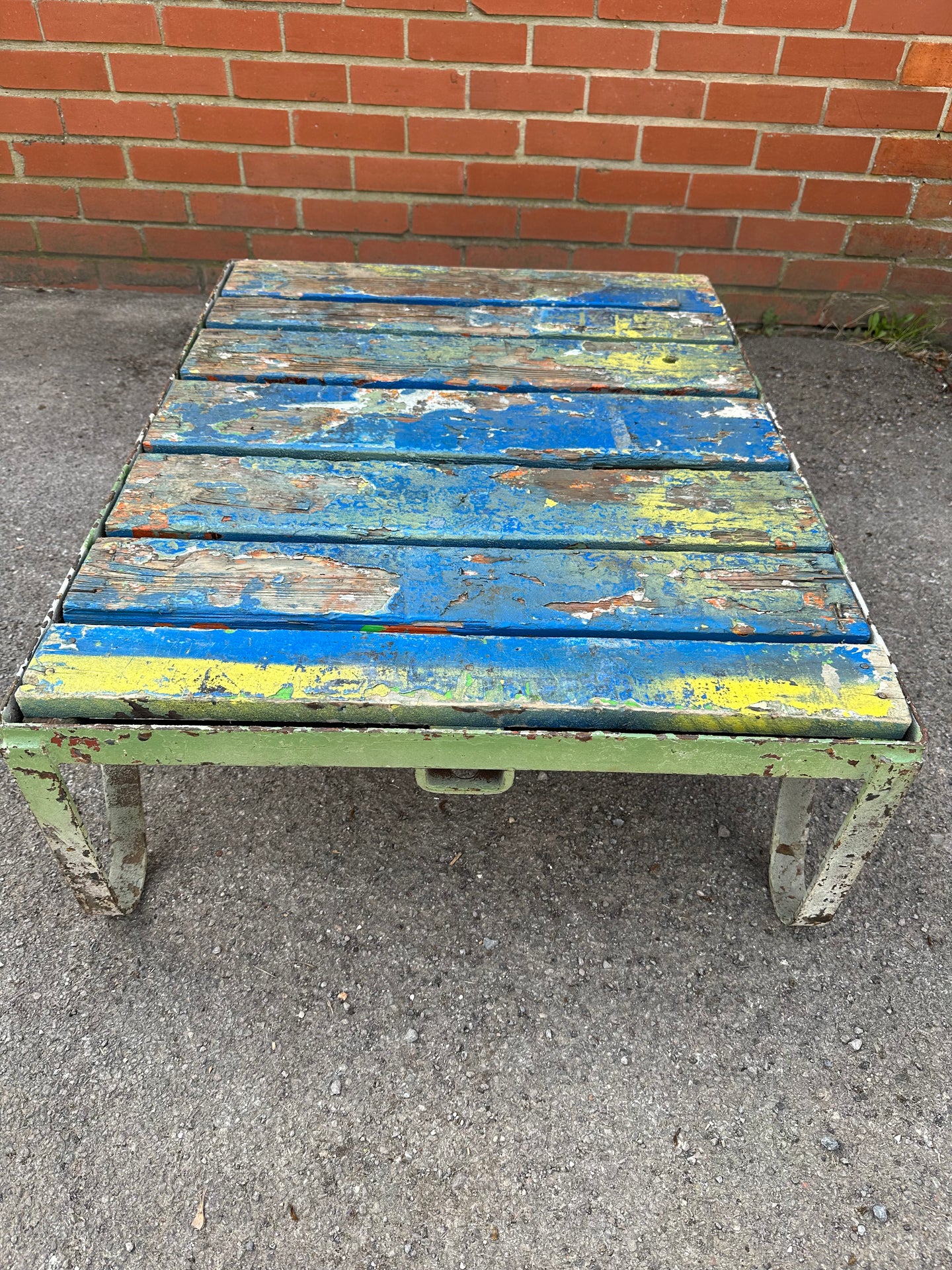 Vintage Mill Trolley Industrial Chippy Paint Coffee Table