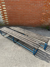 Load image into Gallery viewer, Vintage School Gym Bench Blue Metal &amp; Wood