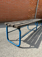 Load image into Gallery viewer, Vintage School Gym Bench Blue Metal &amp; Wood