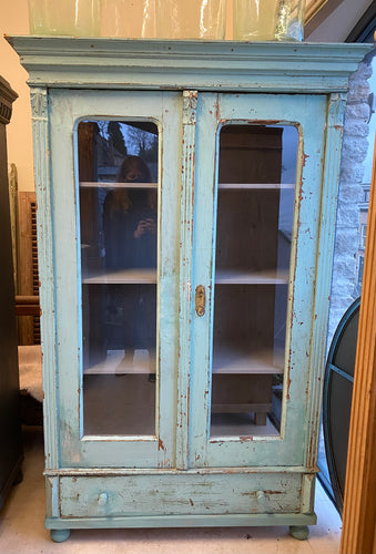 Rare Continental Shabby Chic Chippy Paint Vitrine Cupboard
