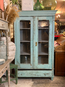 Rare Continental Shabby Chic Chippy Paint Vitrine Cupboard