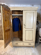 Load image into Gallery viewer, Antique French Armoire Wardrobe Cupboard Original Chippy Paint