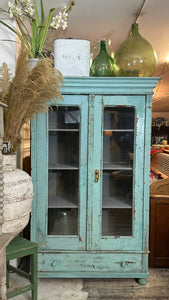 Rare Continental Shabby Chic Chippy Paint Vitrine Cupboard