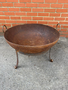 Vintage Indian Kadai Fire Pit Cooking Bowls & Stands