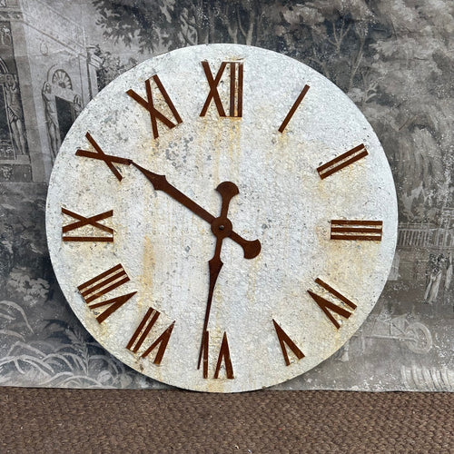 Large Vintage Metal Outdoor Garden Clock Face - Fantastic Patina - 97cm Diameter - French General Trading