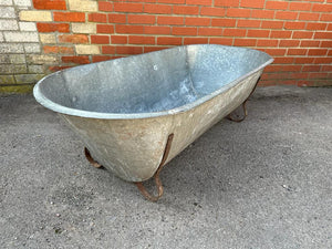 Original European Vintage Zinc Bath Planter with Feet - French General Trading