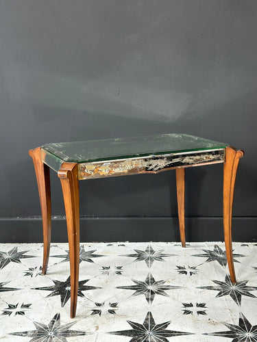 Original French 1930’s Mirror Side Table. Etched Mirror Glass. Dainty French Chic. - French General Trading