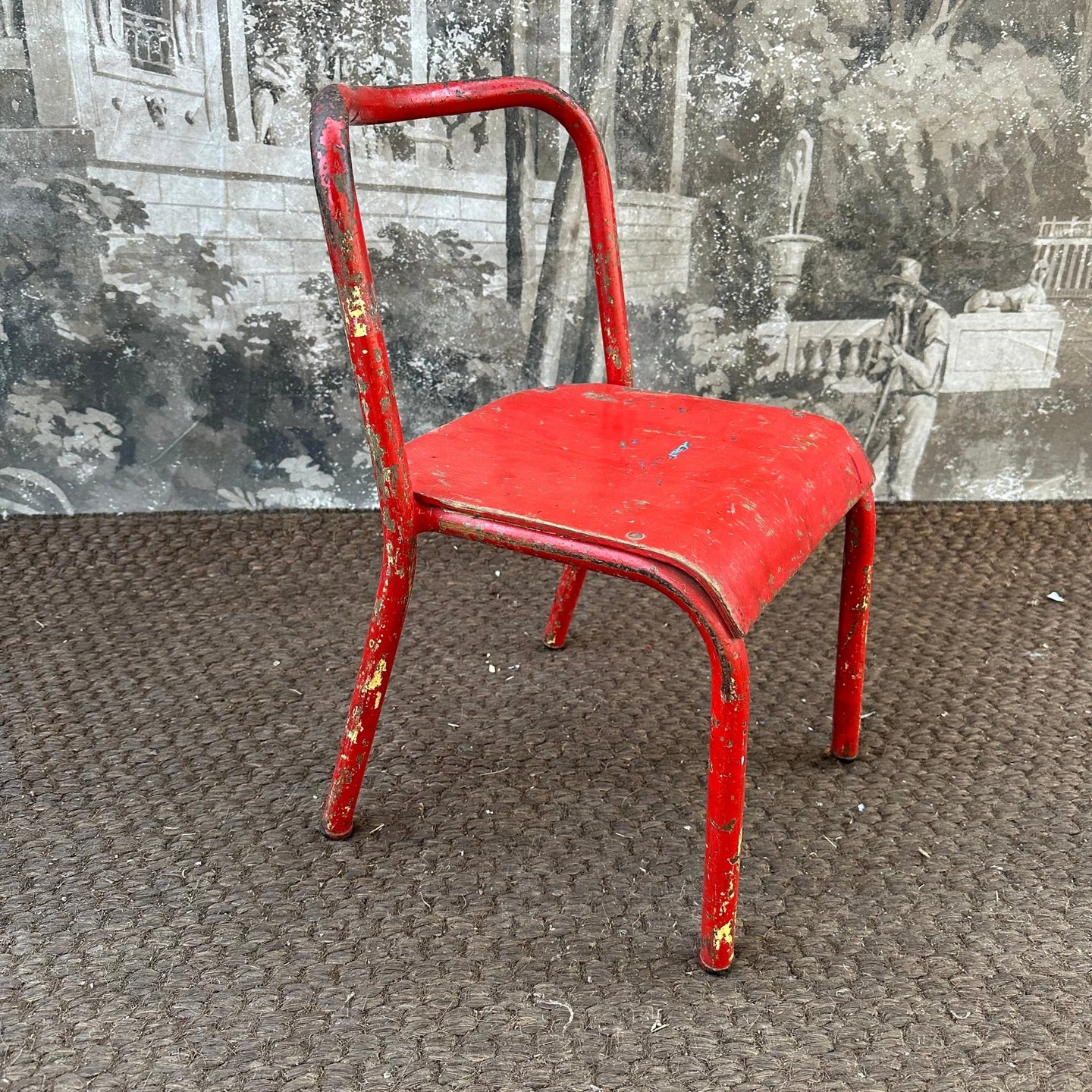 Red Chippy Paint | French Mullca / Mobilor Mid Century Children’s School Chair - French General Trading