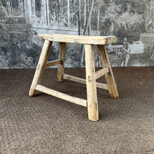 Load image into Gallery viewer, Rustic Elm Low Stool / Vintage Side Table - French General Trading