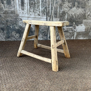 Rustic Elm Low Stool / Vintage Side Table - French General Trading