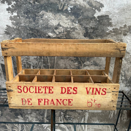 “Societe des Vins” French Vintage Wine Bottle Carrier Crate - Ten (10) Bottles - French General Trading