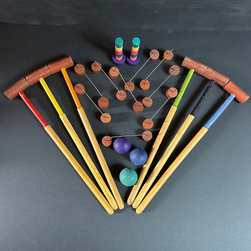 Vintage Table Croquet Game Set for 6 People. French Wooden. - French General Trading