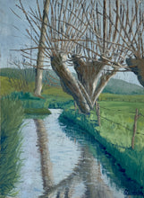 Load image into Gallery viewer, French Original Oil on Canvas - Tree over River - Midcentury Painting