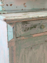 Load image into Gallery viewer, Antique Chippy Paint Buffet deux Corps Kitchen Dresser Cupboard Turquoise Green Blue - French General Trading
