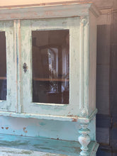 Load image into Gallery viewer, Antique Chippy Paint Buffet deux Corps Kitchen Dresser Cupboard Turquoise Green Blue - French General Trading